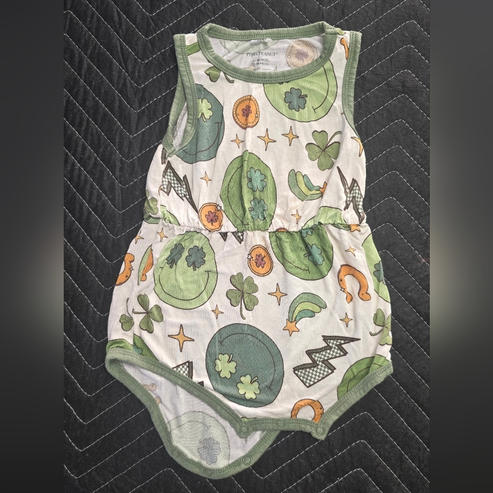Posh Peanut Sage and Ivory Baby Outfit